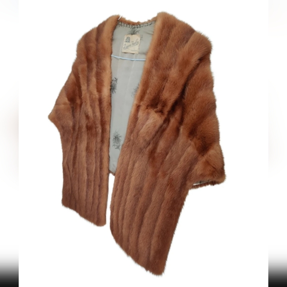 Vintage Ash Brown Red Mink Fur Stole Cape Stunning Dawes Furs Toronto - Picture 2 of 16